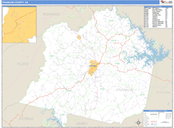 Franklin County, VA Zip Code Wall Map