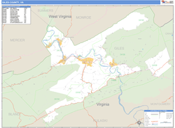 Giles County, VA Zip Code Wall Map