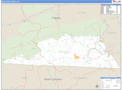 Grayson County, VA Zip Code Wall Map