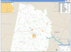 Halifax County, VA Zip Code Wall Map