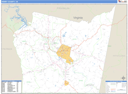 Henry County, VA Zip Code Wall Map