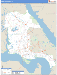 James City County, VA Zip Code Wall Map