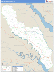 King and Queen County, VA Zip Code Wall Map