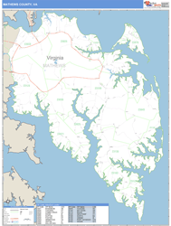 Mathews County, VA Zip Code Wall Map