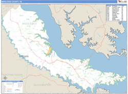 Middlesex County, VA Zip Code Wall Map