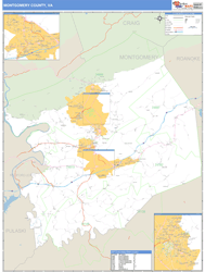 Montgomery County, VA Zip Code Wall Map