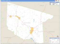 Nottoway County, VA Zip Code Wall Map