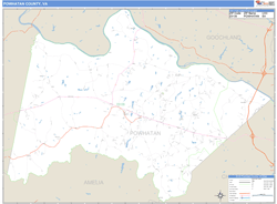 Powhatan County, VA Zip Code Wall Map