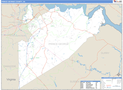 Prince George County, VA Zip Code Wall Map