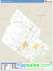 Rockingham County, VA Zip Code Wall Map