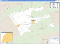 Smyth County, VA Zip Code Wall Map