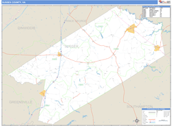Sussex County, VA Zip Code Wall Map