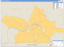 Danville County, VA Zip Code Wall Map