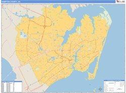 Hampton County, VA Zip Code Wall Map