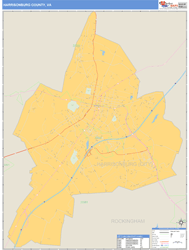 Harrisonburg County, VA Zip Code Wall Map