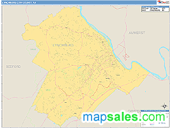 Lynchburg City County, VA Wall Map