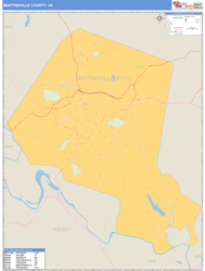Martinsville County, VA Zip Code Wall Map
