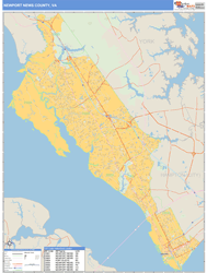 Newport News County, VA Zip Code Wall Map