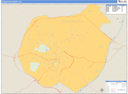 Staunton County, VA Zip Code Wall Map