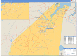 Suffolk County, VA Zip Code Wall Map