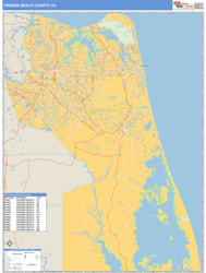 Virginia Beach County, VA Zip Code Wall Map