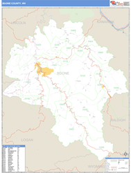 Boone County, WV Zip Code Wall Map