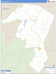 Grant County, WV Zip Code Wall Map