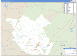 Greenbrier County, WV Zip Code Wall Map