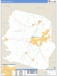 Harrison County, WV Zip Code Wall Map