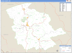 Logan County, WV Zip Code Wall Map