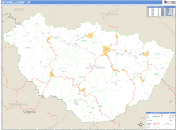 McDowell County, WV Zip Code Wall Map