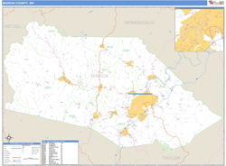 Marion County, WV Zip Code Wall Map