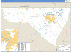 Monongalia County, WV Zip Code Wall Map