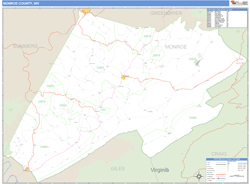 Monroe County, WV Zip Code Wall Map