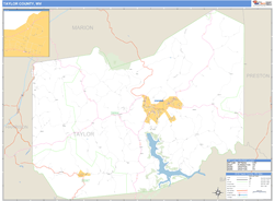 Taylor County, WV Zip Code Wall Map