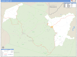 Tucker County, WV Wall Map