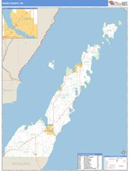 Door County, WI Zip Code Wall Map