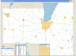 Fond du Lac County, WI Zip Code Wall Map