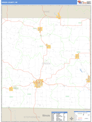 Green County, WI Zip Code Wall Map