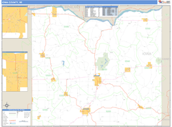 Iowa County, WI Zip Code Wall Map