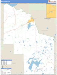 Iron County, WI Zip Code Wall Map