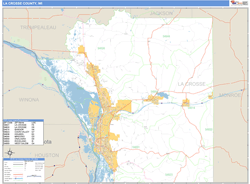 La Crosse County, WI Zip Code Wall Map