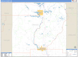 Lincoln County, WI Zip Code Wall Map