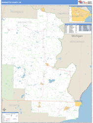 Marinette County, WI Zip Code Wall Map