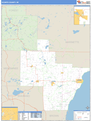 Oconto County, WI Wall Map