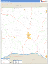 Richland County, WI Zip Code Wall Map