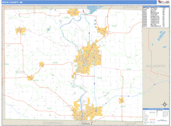 Rock County, WI Zip Code Wall Map