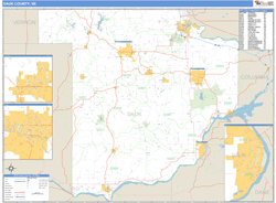 Sauk County, WI Zip Code Wall Map