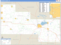 Shawano County, WI Zip Code Wall Map