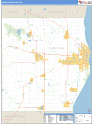 Sheboygan County, WI Zip Code Wall Map